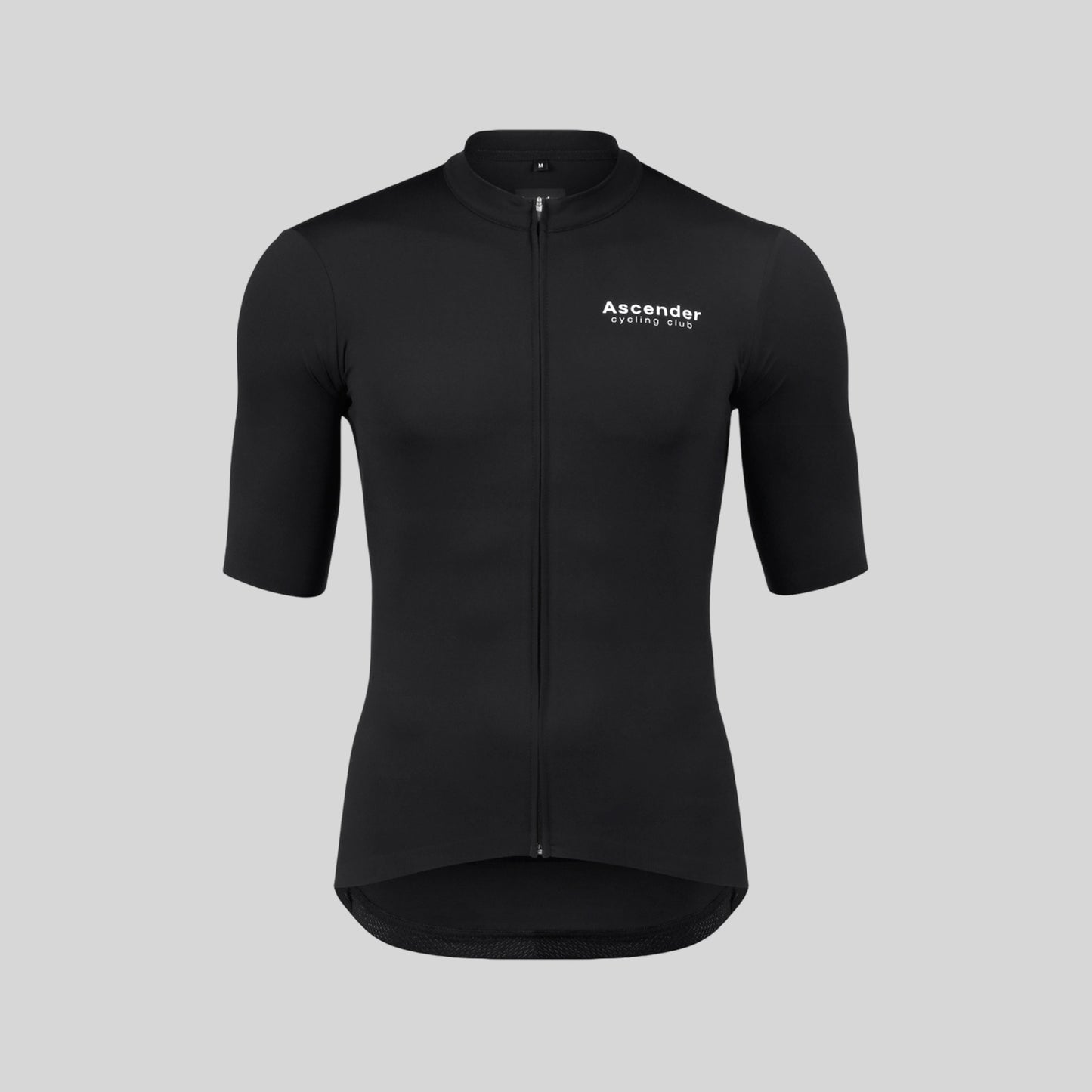 Monarch Short sleeve jersey black with sustainable fabrics from Ascender Cycling Club Zürich Switzerland Presentation Front View 3D