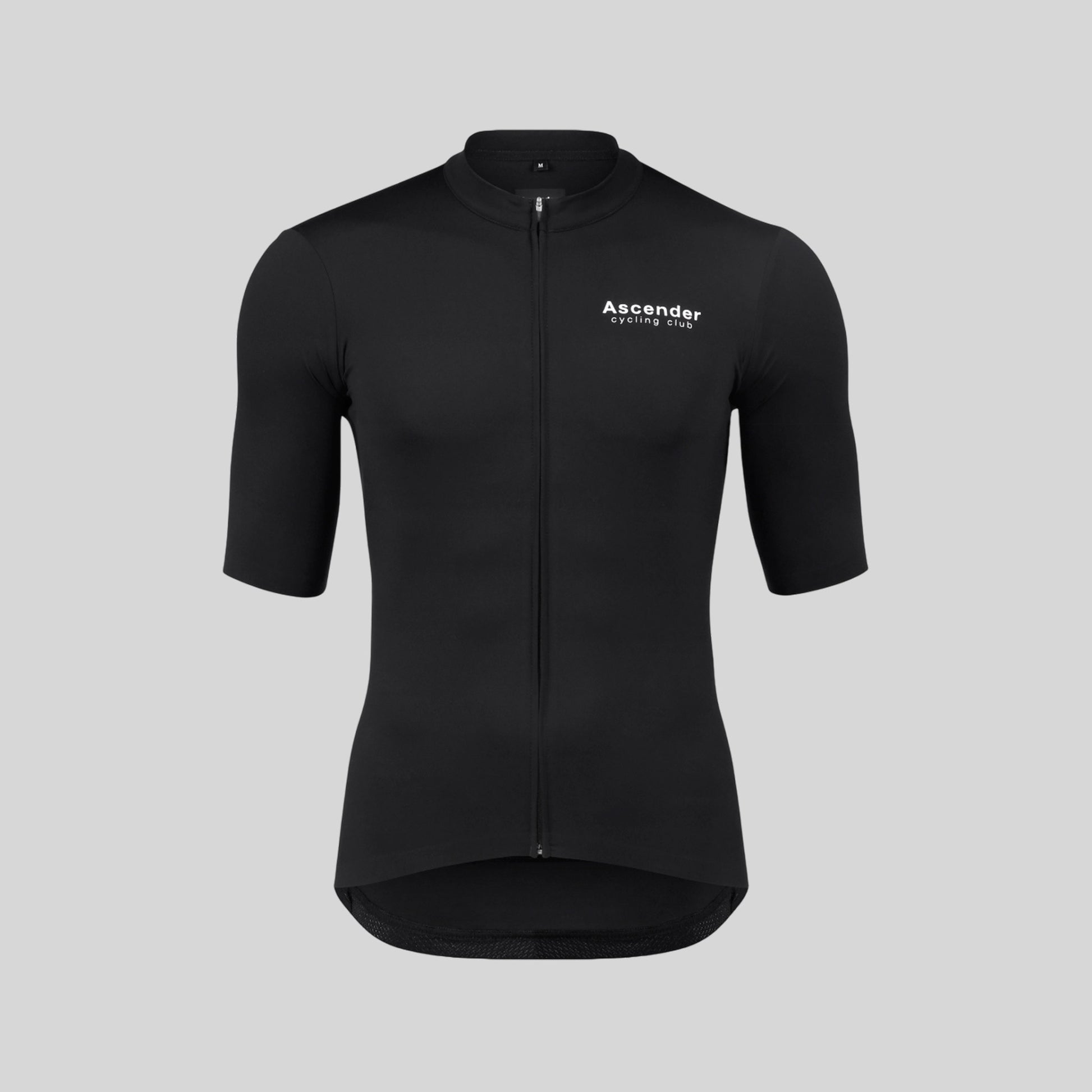 Monarch Short sleeve jersey black with sustainable fabrics from Ascender Cycling Club Zürich Switzerland Presentation Front View 3D