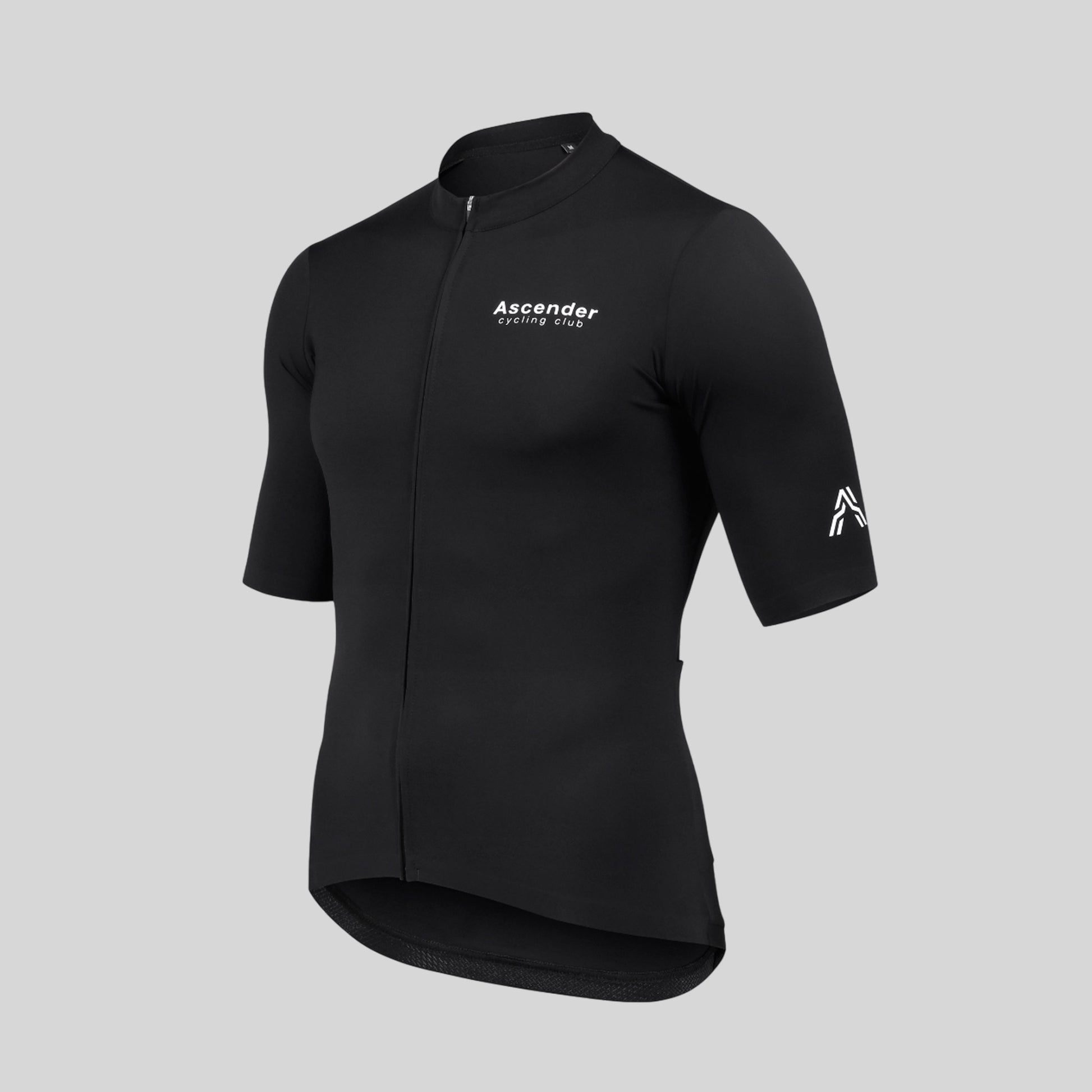 Monarch Short sleeve jersey black with sustainable fabrics from Ascender Cycling Club Zürich Switzerland Presentation Side View 3D