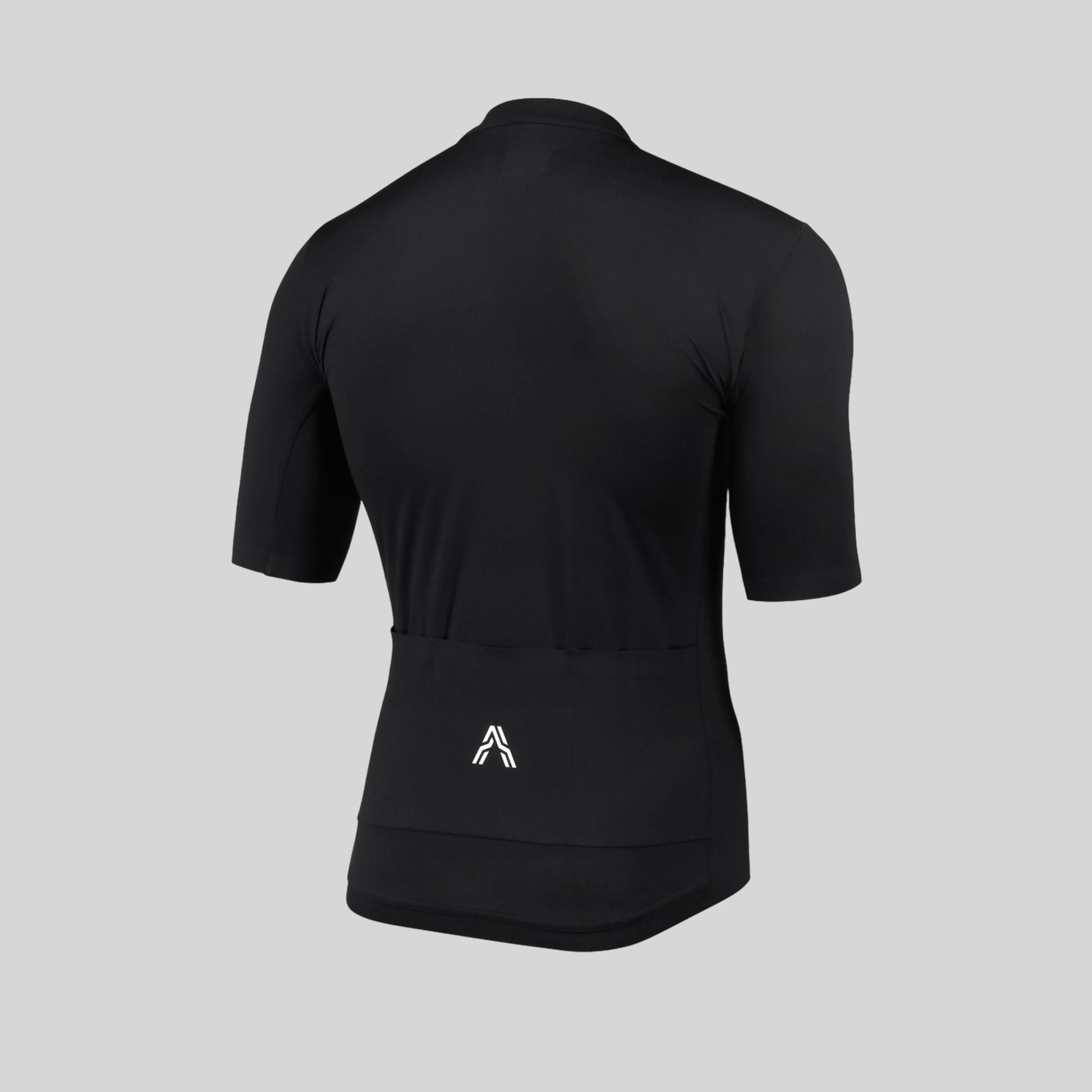 Monarch Short sleeve jersey black with sustainable fabrics from Ascender Cycling Club Zürich Switzerland Presentation Back View 3D