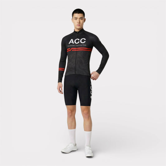 ACC Stellar mid weight thermal long sleeve jersey black on model photo front