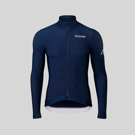 Milano Thermal Long Sleeve Jersey Navy from Ascender Cycling Club Zürich Switzerland FrontView