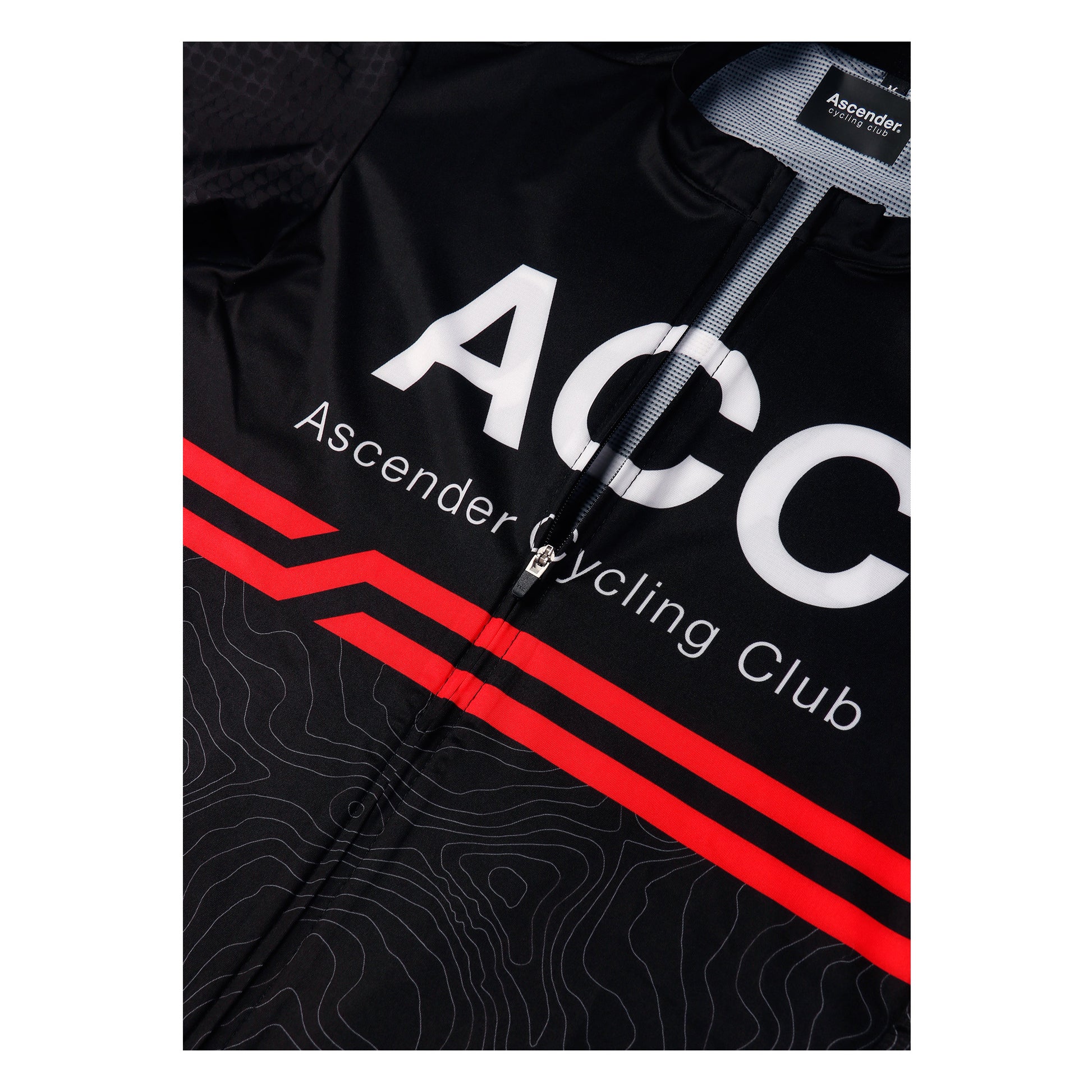 ACC Stellar sustainable cycling short sleeve jersey race cut from Ascender Cycling Club Zürich Switzerland Presentation Front Side in Details from YKK Zipper Autolock System