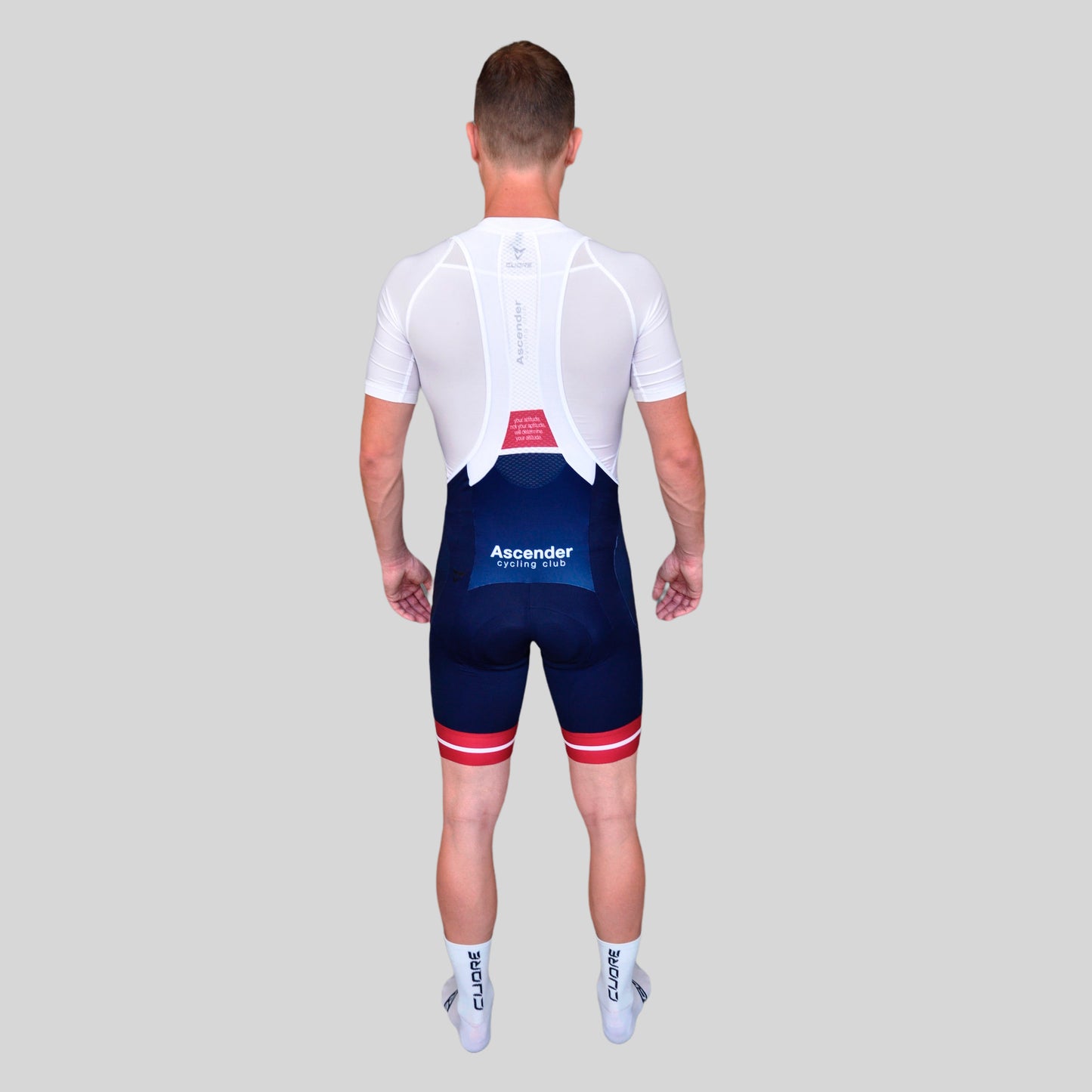 Mountain Edition Bibshort Bordeaux from Ascender Cycling Club Zürich and Cuore of Switzerland Global Back View