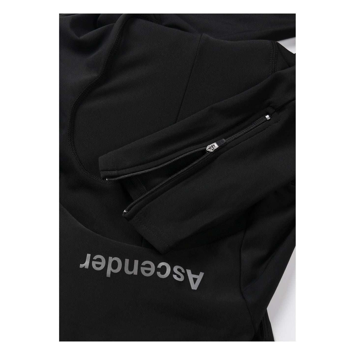 Men's Winter Thermal PRO Bib Tights Black from Ascender Cycling Club Switzerland YKK Zipper at Legs View