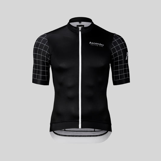 Supernova Sustainable Short Sleeves Cycling Jersey Black from Ascender Cycling Club Zürich Switzerland Front View