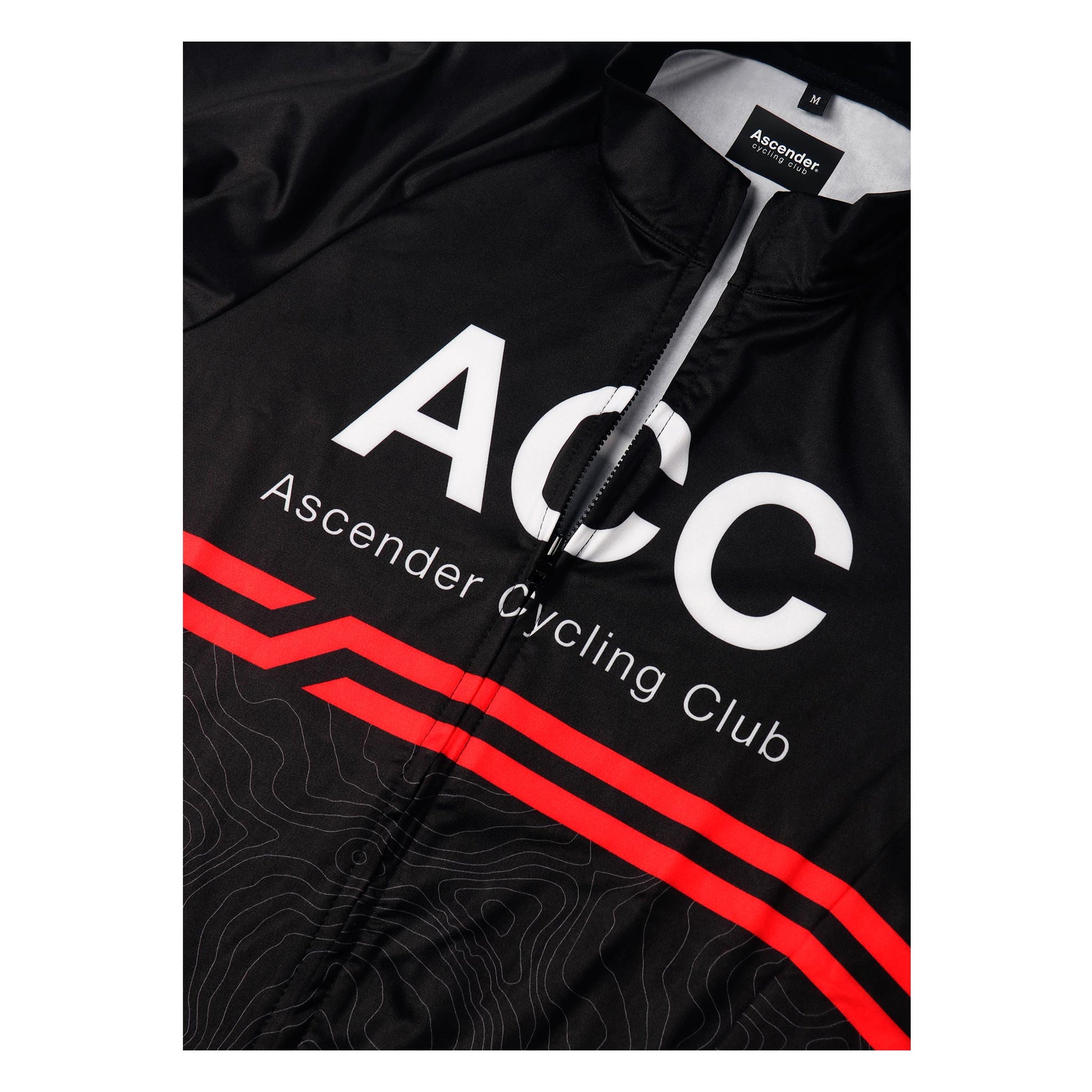 ACC Stellar long sleeve jersey black with sustainable fabrics from Ascender Cycling Club Zürich Switzerland Detailled View Front 3D