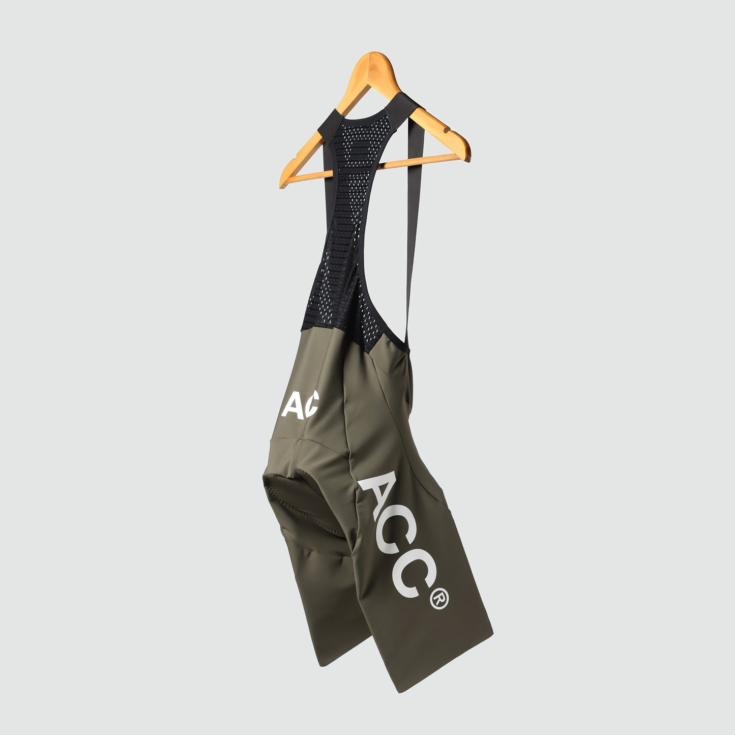 Premium bib short dark olive side and back view from Ascender Switzerland