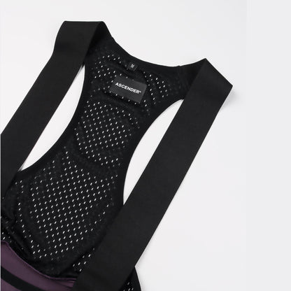 Premium bib short grappa bib brace and back mesh view from Ascender Switzerland