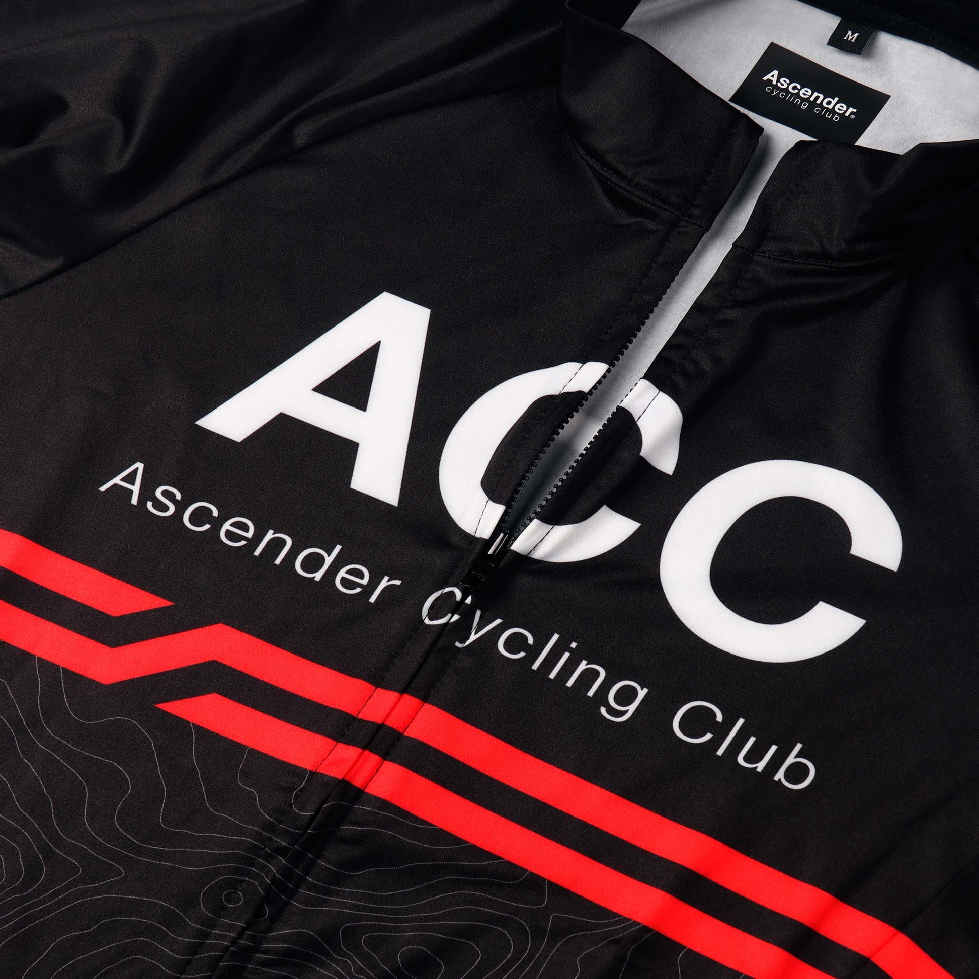 ACC Stellar mid weight thermal long sleeve jersey black YKK zipper and collar front view