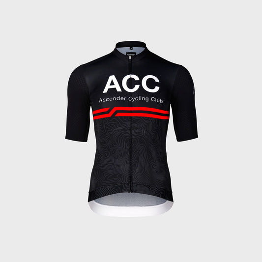 ACC Stellar black sustainable short sleeve jersey 3D photo front view made of Italian fabric 