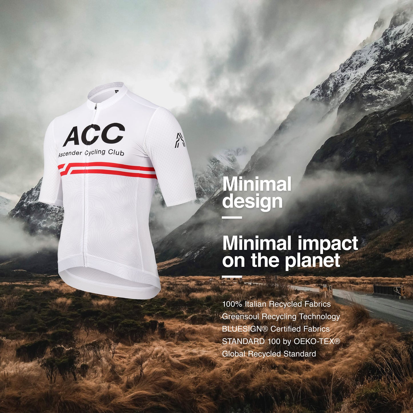 ACC Stellar, maillot de cyclisme durable à manches courtes coupé pour la course d'Ascender Cycling Club Zürich Suisse Conception minimale Impact minimal sur la planète