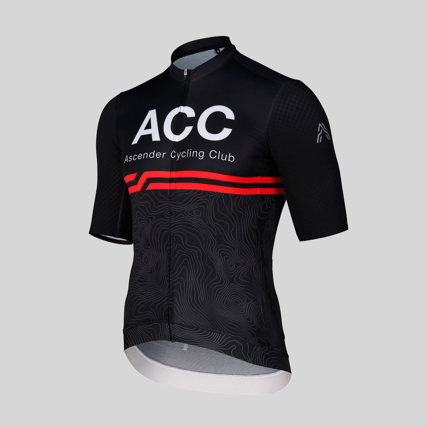 ACC Stellar sustainable cycling short sleeve jersey race cut from Ascender Cycling Club Zürich Switzerland Presentation Front Side Monogram Logo on Sleeves