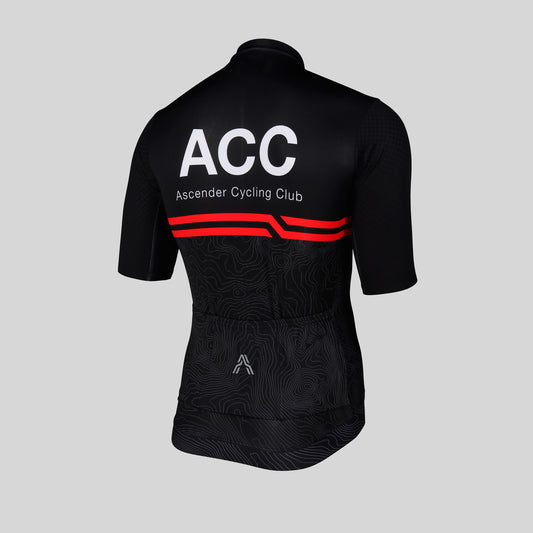 ACC Stellar sustainable cycling short sleeve jersey race cut from Ascender Cycling Club Zürich Switzerland Presentation Back Side with Reflective Logo