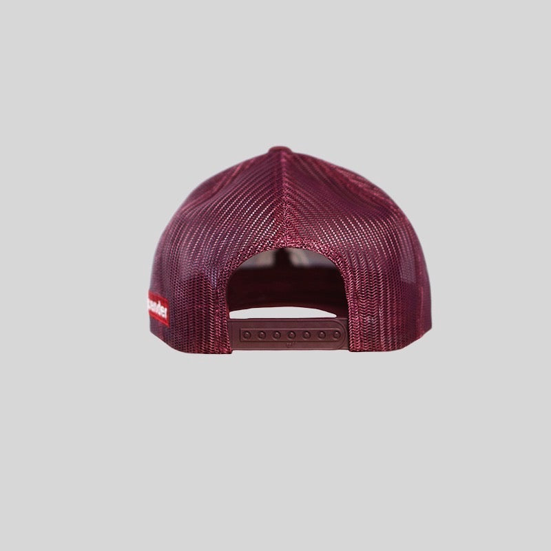Embroidery Retro Trucker Cap Bordeaux by Ascender Cycling Club Zürich Switzerland Snapback View