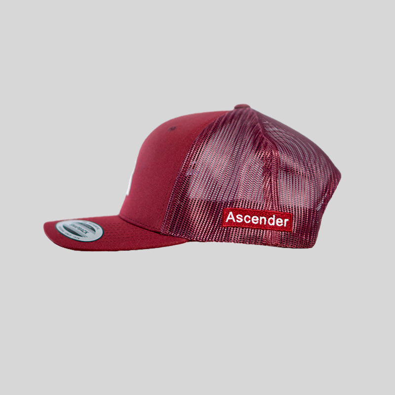 Broderie Retro Trucker Cap Bordeaux by Ascender Cycling Club Zürich Switzerland Vue latérale