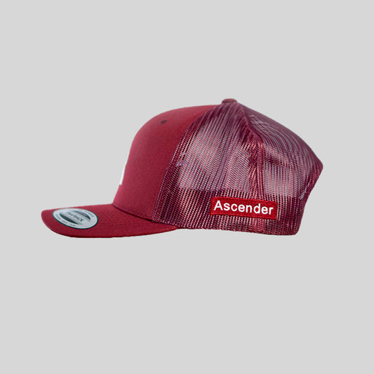 Embroidery Retro Trucker Cap Bordeaux by Ascender Cycling Club Zürich Switzerland Side View