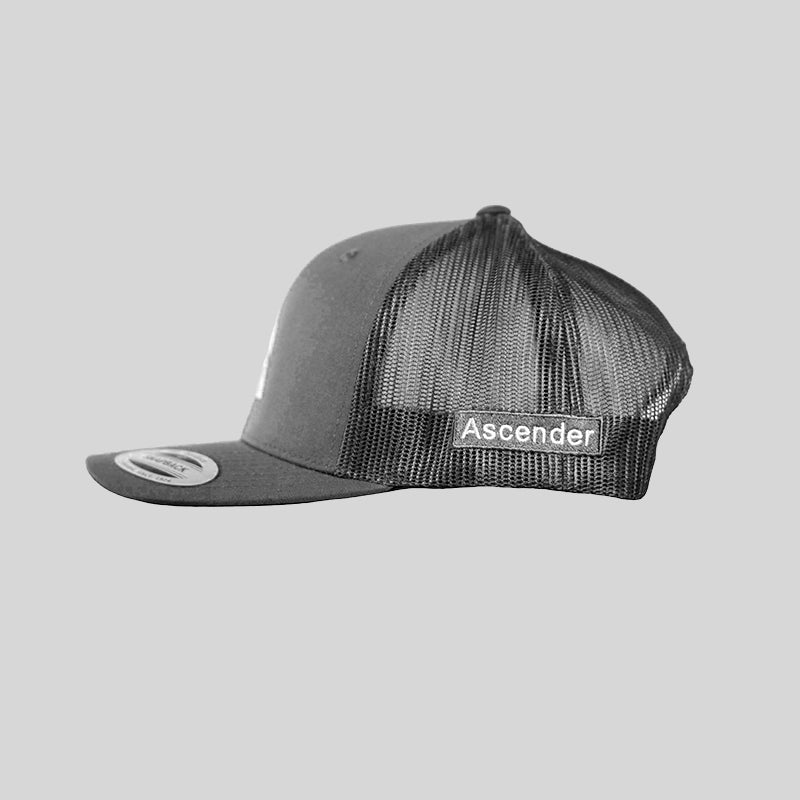 Embroidery Retro Trucker Cap Grey by Ascender Cycling Club Zürich Switzerland Side View