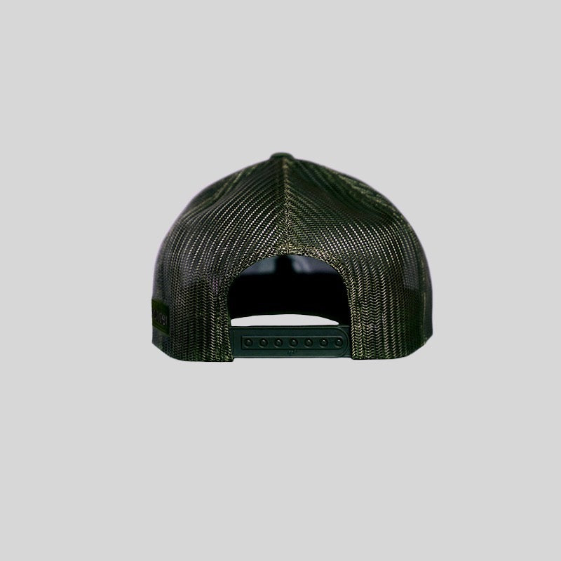 Embroidery Retro Trucker Cap Olive by Ascender Cycling Club Zürich Switzerland Snapback View