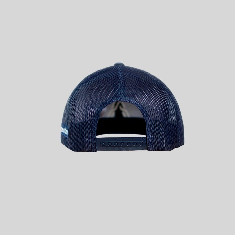 Embroidery Retro Trucker Cap Navy by Ascender Cycling Club Zürich Switzerland Snapback View