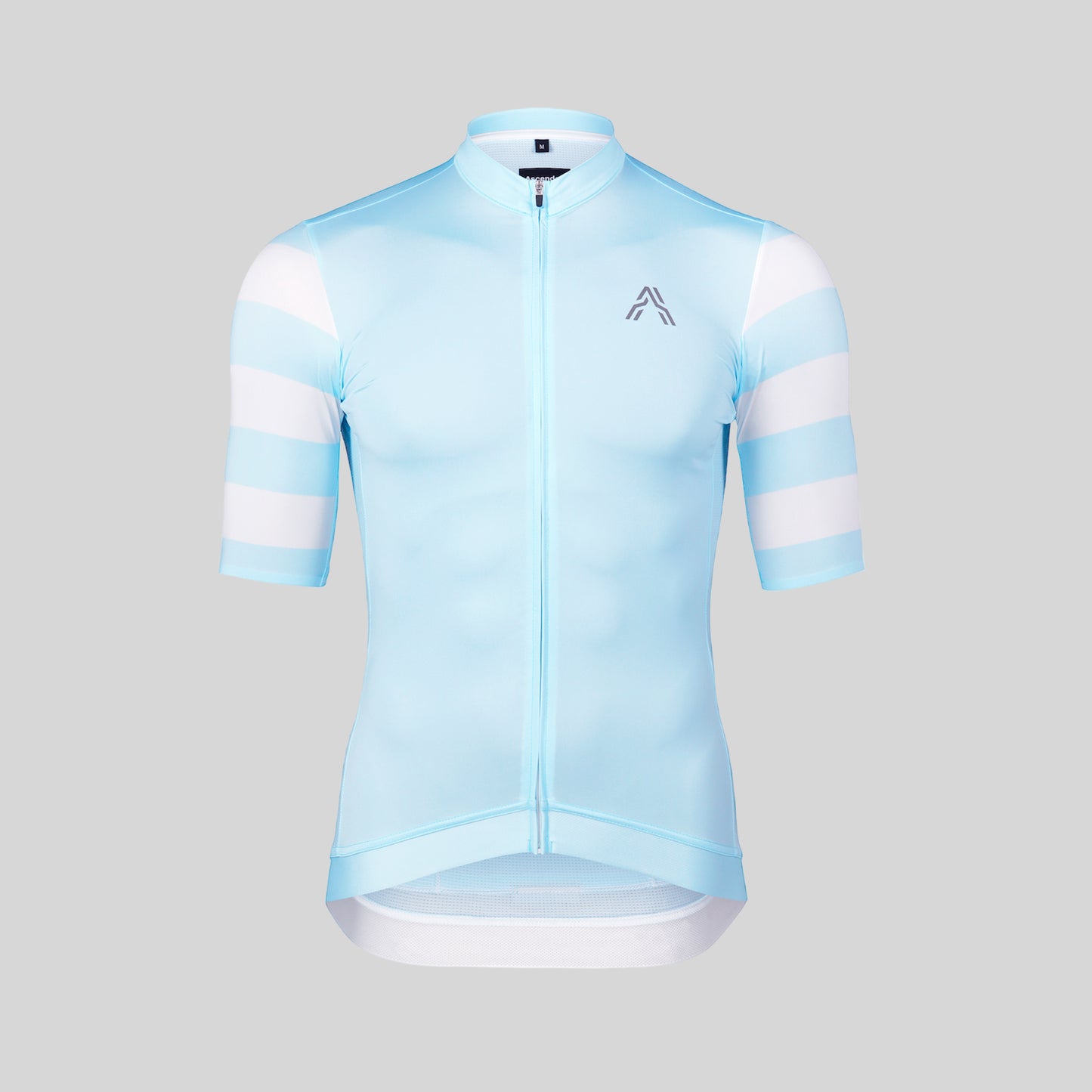 The retro-inspired Astro jersey Sky Blue from Ascender Cycling Club Switzerland Frontside Monogram Logo View