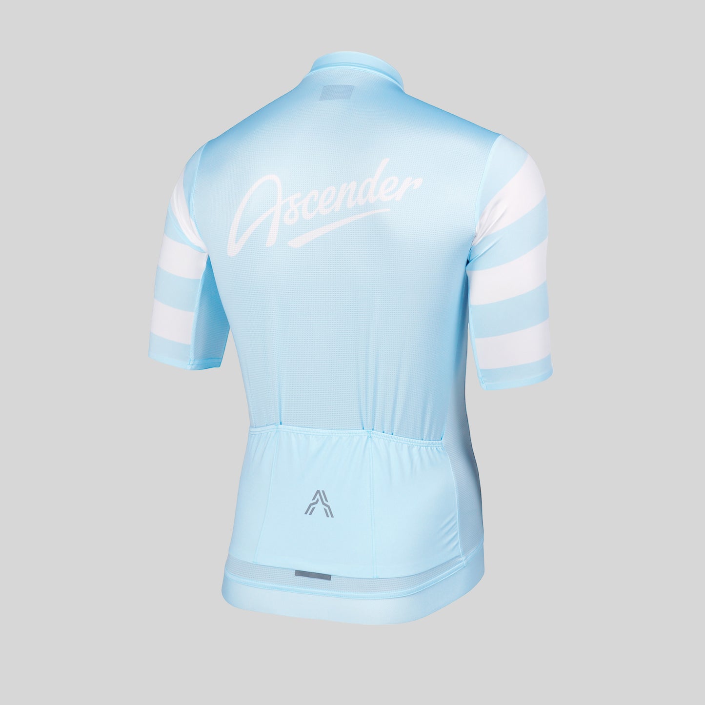The retro-inspired Astro jersey Sky Blue from Ascender Cycling Club Switzerland Backside View