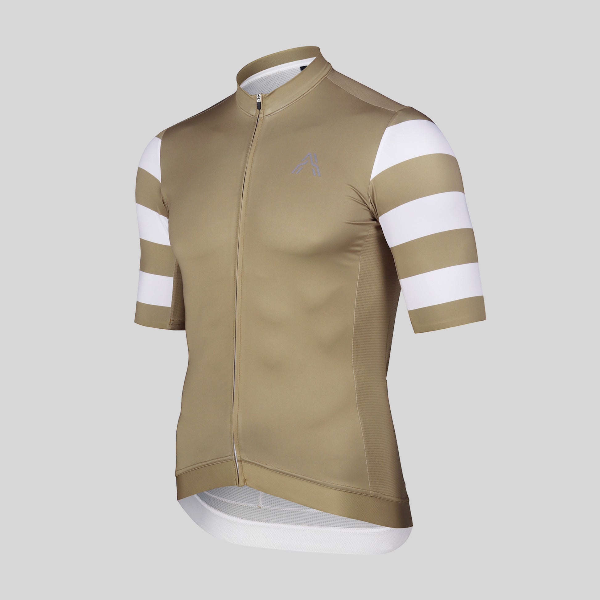 The retro-inspired Astro jersey Mystic Gold from Ascender Cycling Club Switzerland Frontside View