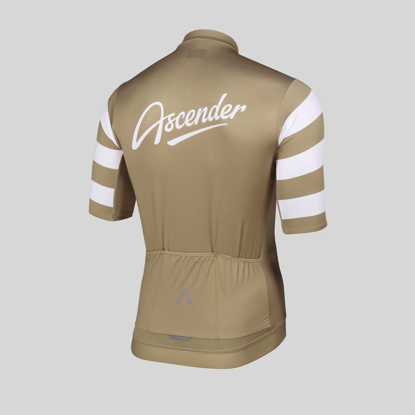 The retro-inspired Astro jersey Mystic Gold from Ascender Cycling Club Switzerland Backside View