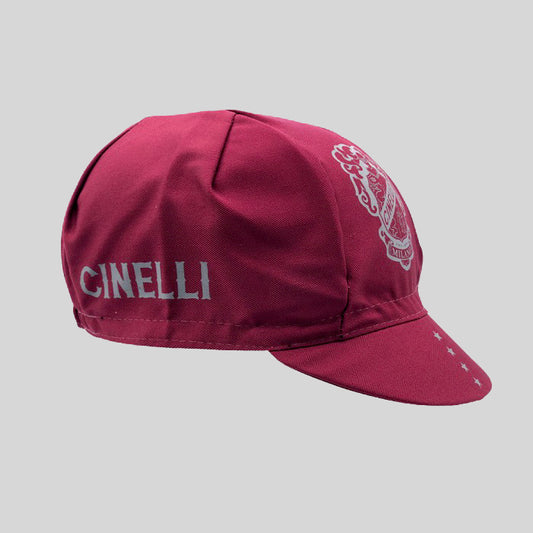 Cinelli Crest Cycling Cap in Burgundy von Ascender Cycling Club Zürich Schweiz Vordere Seitenansicht