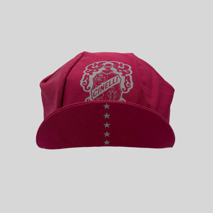 Cinelli Crest Cycling Cap in Burgundy by Ascender Cycling Club Zürich Switzerland Front View