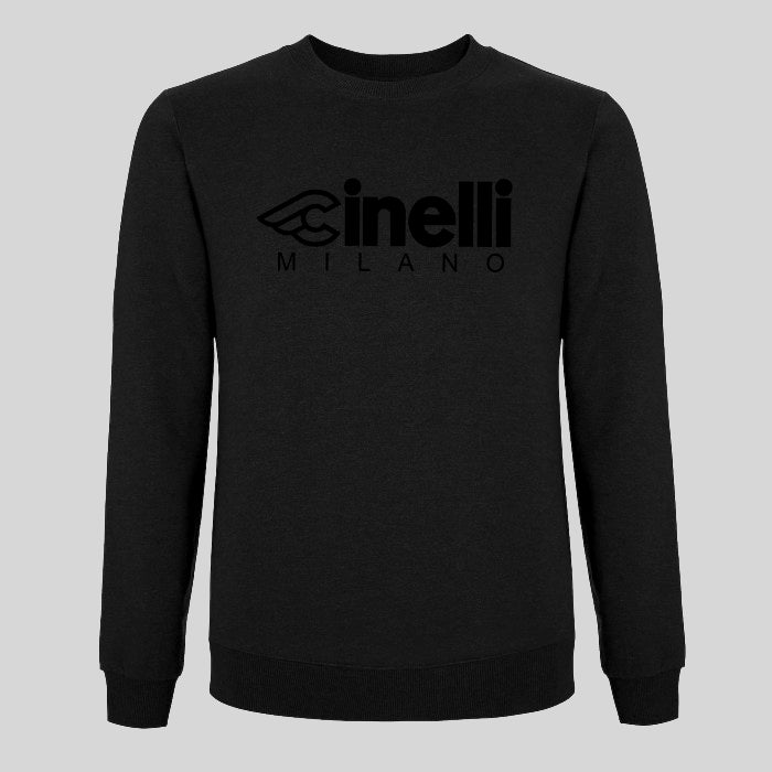 Cinelli Milano Flocked Crewneck Black by Ascender Cycling Club Switzerland Front View