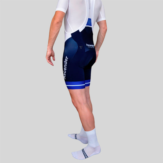 Mountain Edition Bibshort Blue from Ascender Cycling Club Zürich and Cuore of Switzerland Intro Zoom View