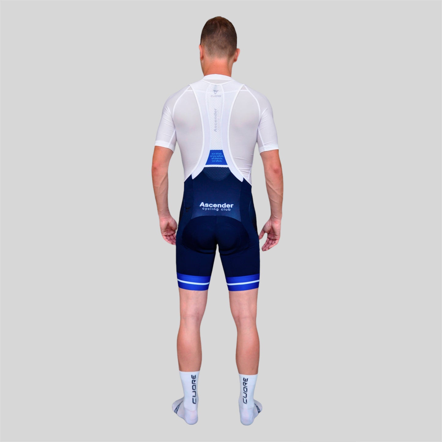 Mountain Edition Bibshort Blue from Ascender Cycling Club Zürich and Cuore of Switzerland Global Back View
