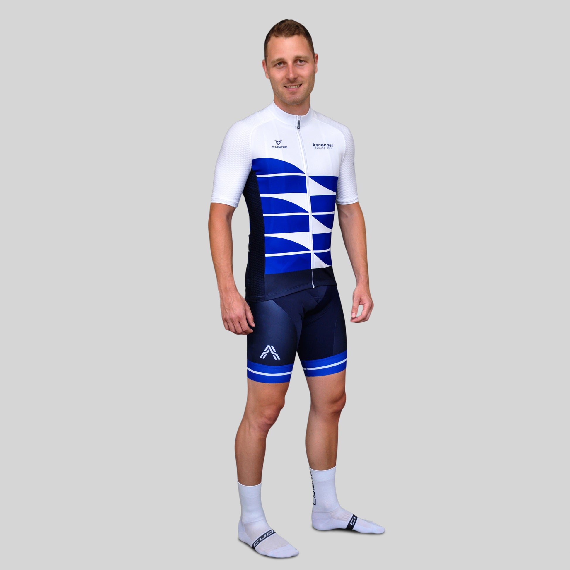 Mountain Edition Bibshort Blue from Ascender Cycling Club Zürich and Cuore of Switzerland Global Right View
