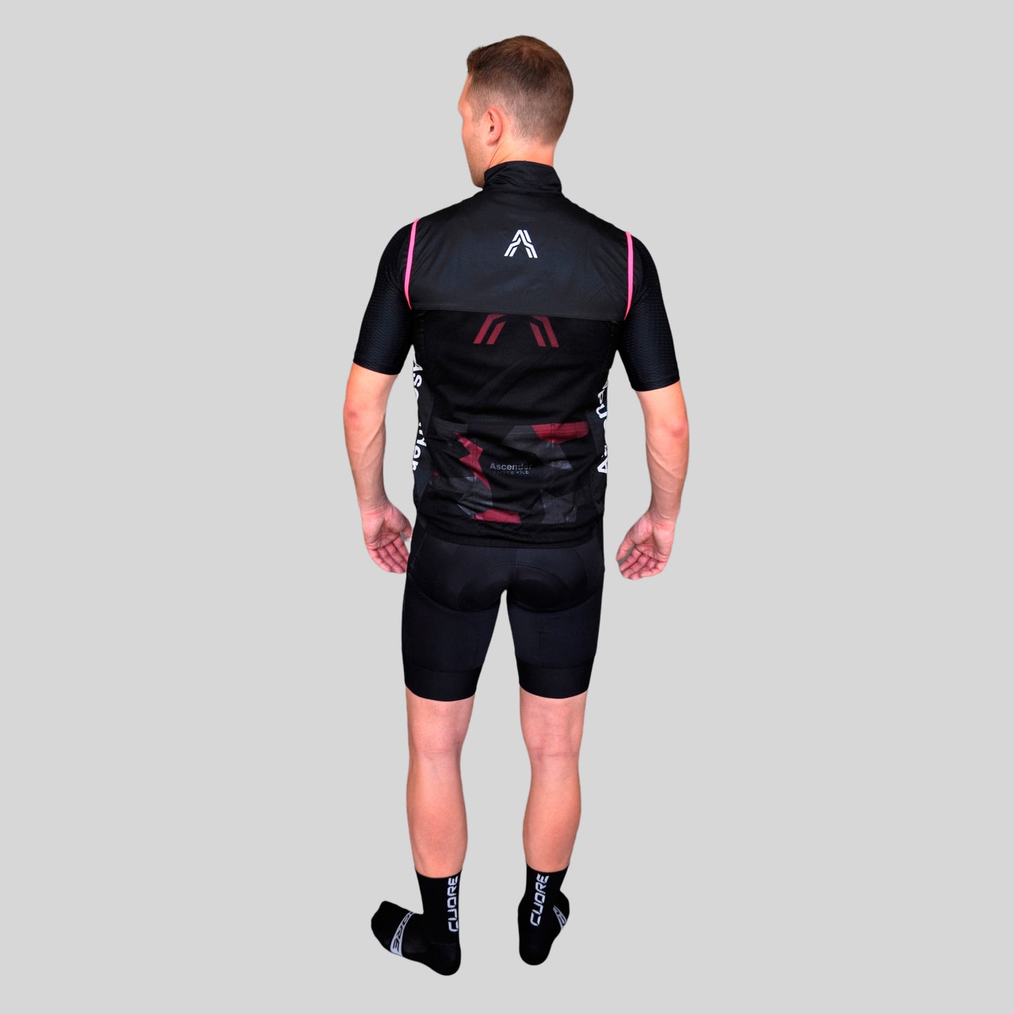 LB Camo Pink Windshield Mesh Vest from Ascender Cycling Club and Cuore of Switzerland Global Sided View