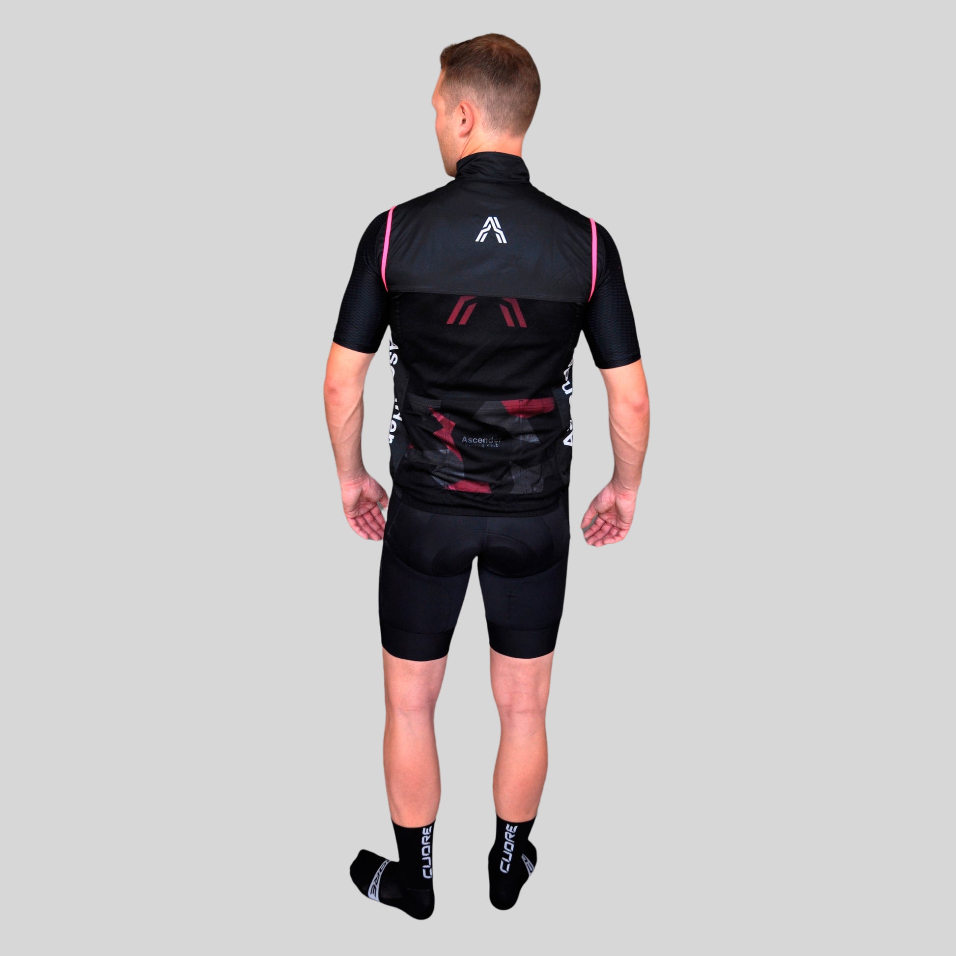 LB Camo Pink Windshield Mesh Vest from Ascender Cycling Club and Cuore of Switzerland Global Sided View