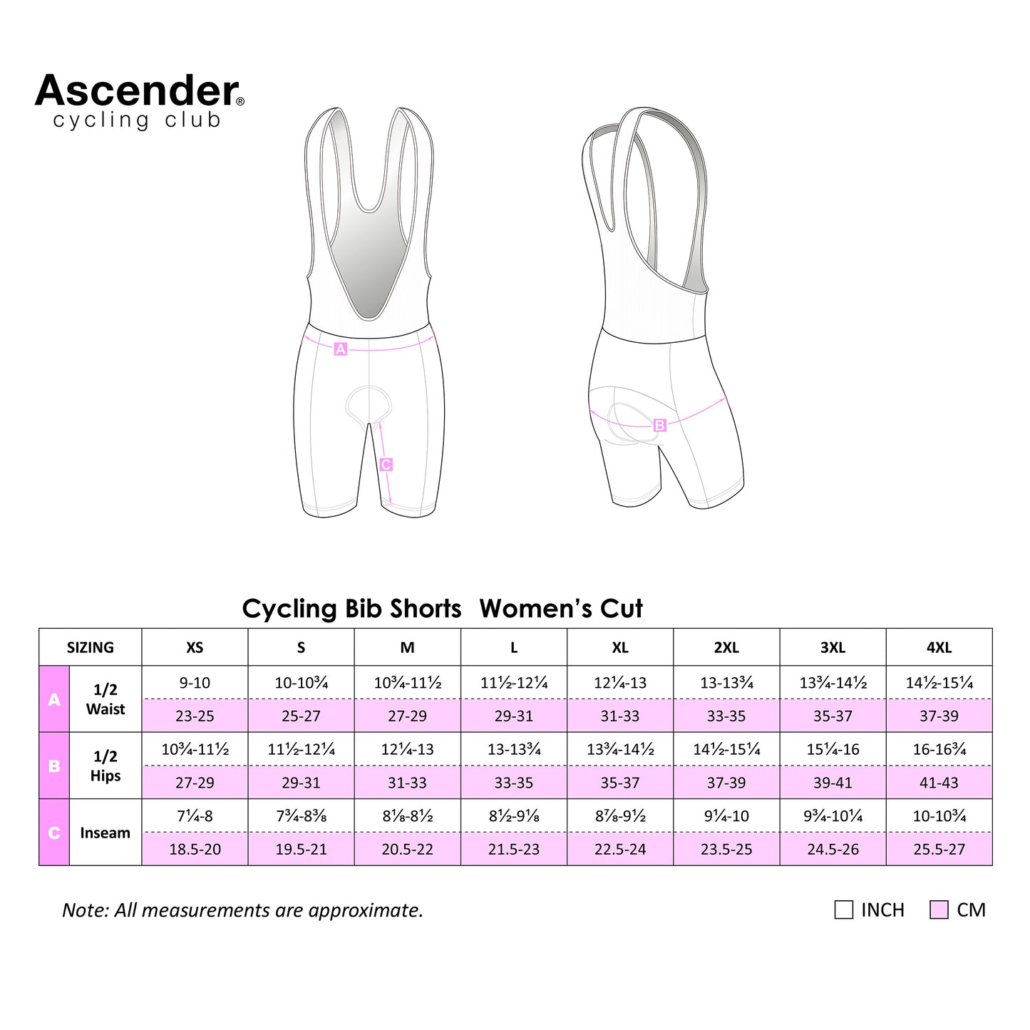 Epona Women Bib Short Navy by Ascender Cycling Club Zürich in Switzerland Women Sizing Chart