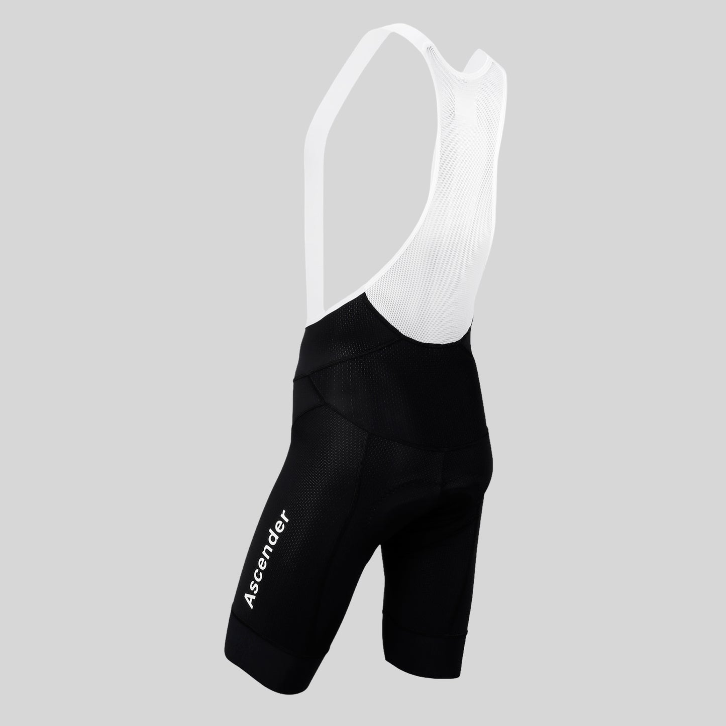 Legend Men Bib Short Black by Ascender Cycling Club Zürich in Switzerland Back View Left Leg