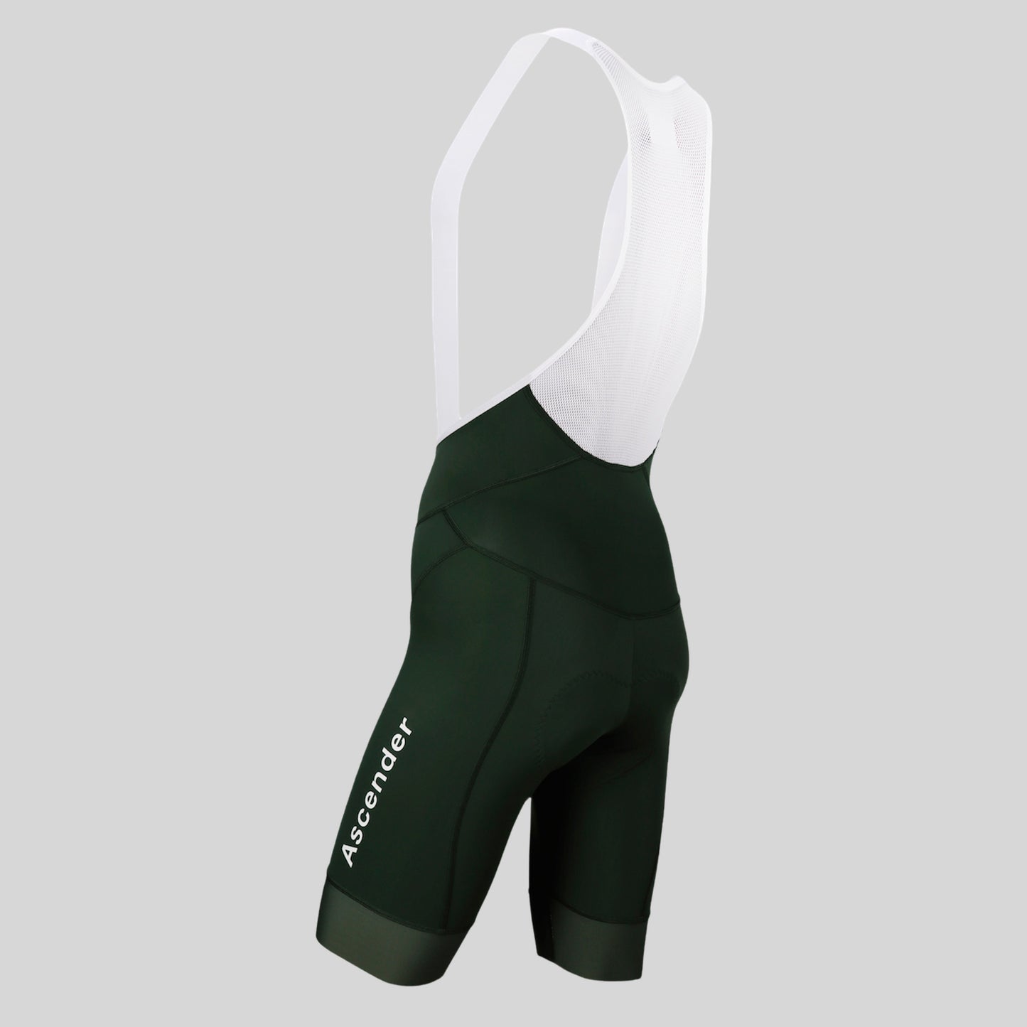 Legend Men Bib Short Olive by Ascender Cycling Club Zürich in Switzerland Back View Left Leg