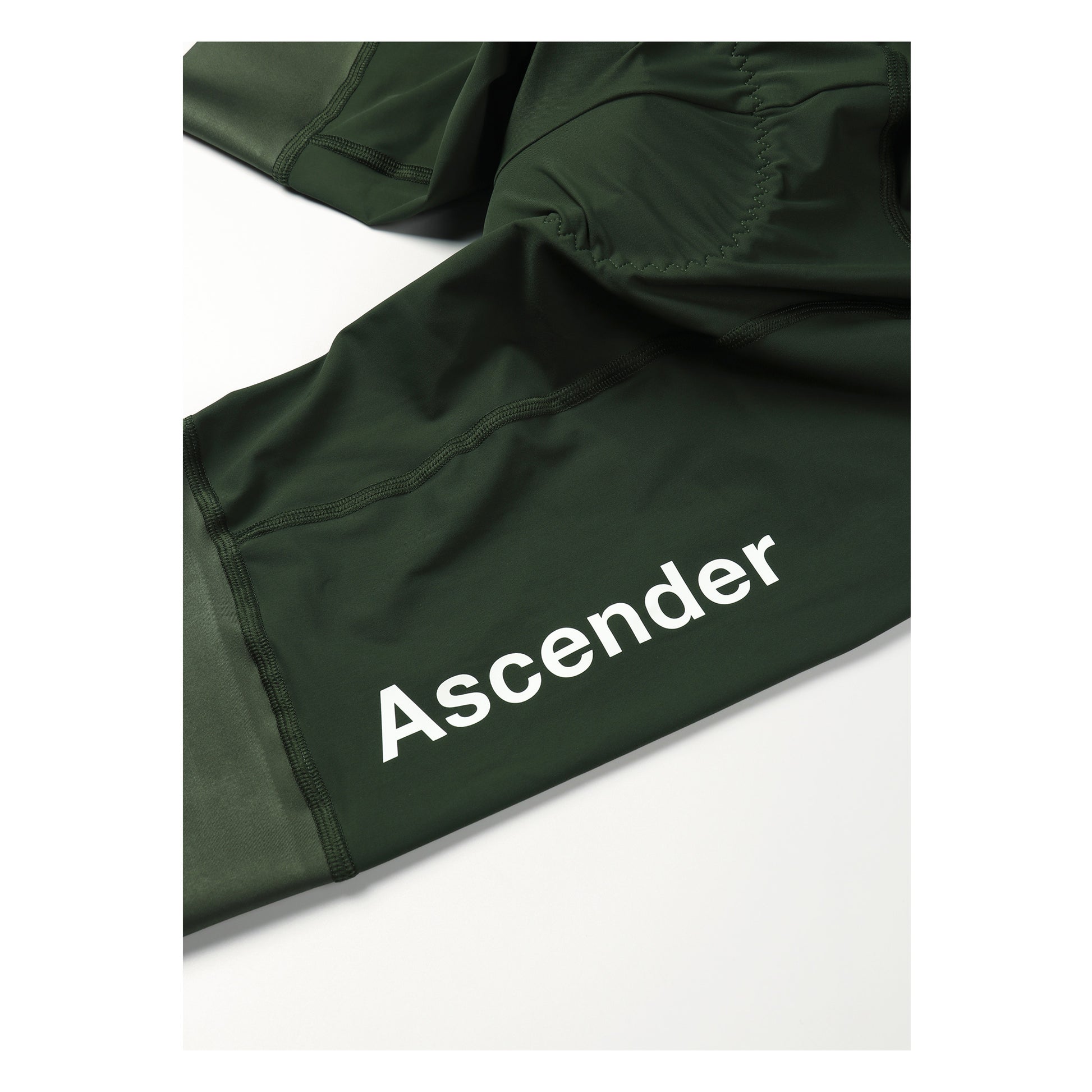 Legend Men Bib Short Olive by Ascender Cycling Club Zürich in Switzerland Logo on Left Leg View