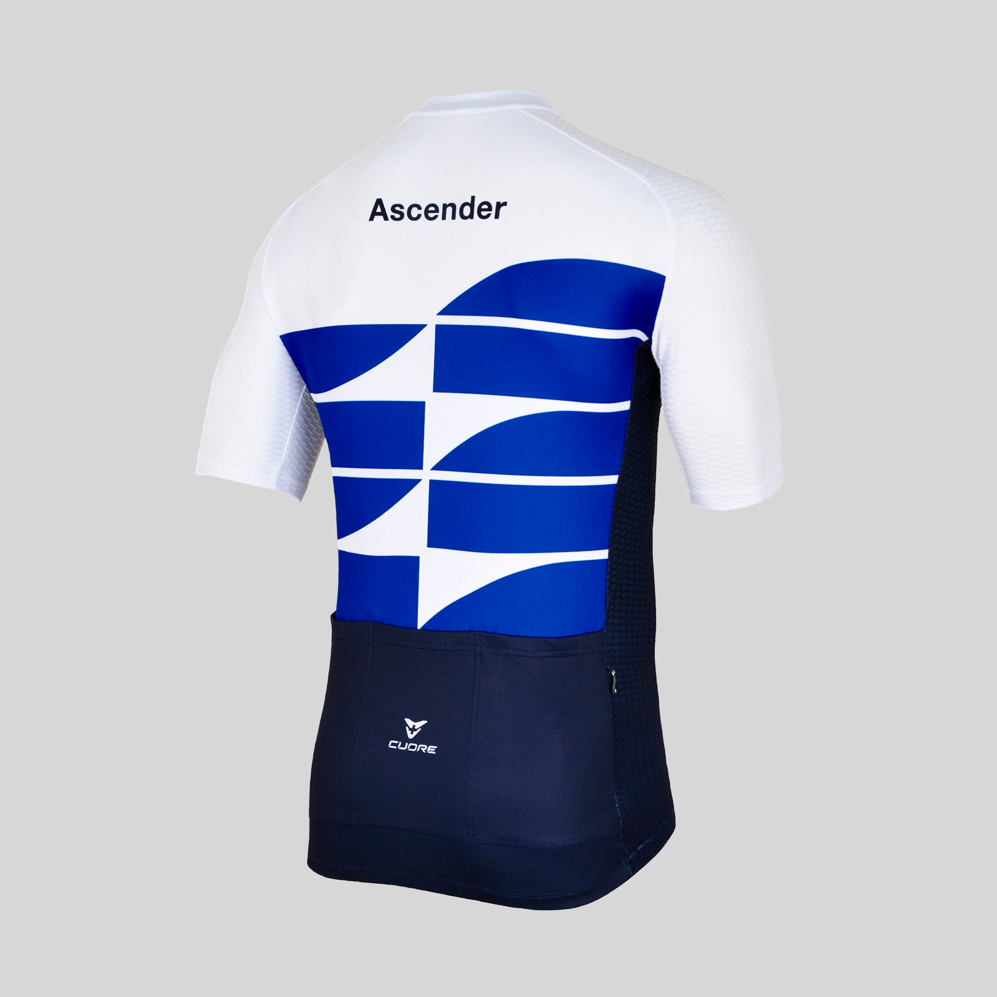 Short à bretelles Mountain Edition Blue du Ascender Cycling Club Zürich et Cuore of Switzerland Intro 3D Back View