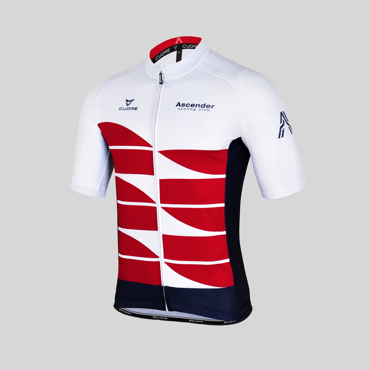 Mountain Edition Short Sleeves Jersey Bordeaux from Ascender Cycling Club Zürich and Cuore of Switzerland 3D Front View