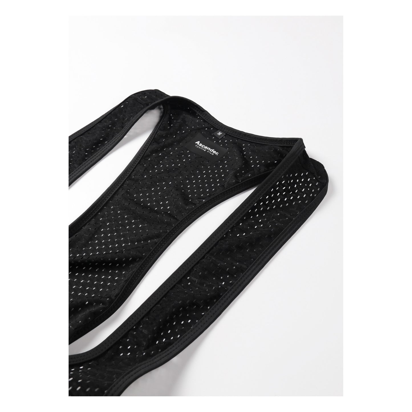 Men's Winter Thermal PRO Bib Tights Black from Ascender Cycling Club Switzerland Moisture-Wicking Mesh Straps & Back Panel View