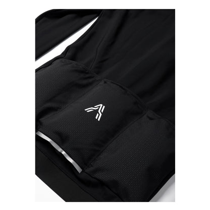 Milano Thermal Long Sleeve Jersey Black from Ascender Cycling Club Zürich Switzerland Back pockets with Reflective Tag View