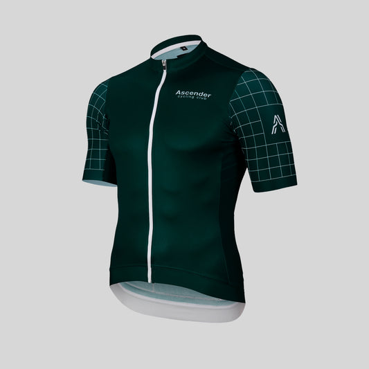 Supernova nachhaltiges Trikot Grün von Ascender Cycling Club Zürich Schweiz Vorderseitenansicht