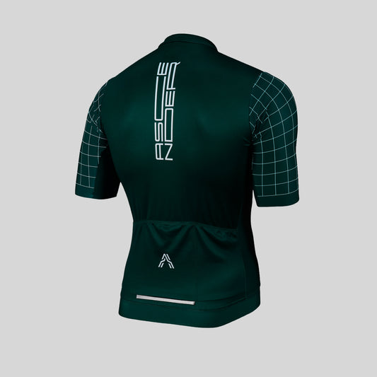 Supernova Sustainable Short Sleeves Cycling Jersey Green from Ascender Cycling Club Zürich Switzerland Back Sided View