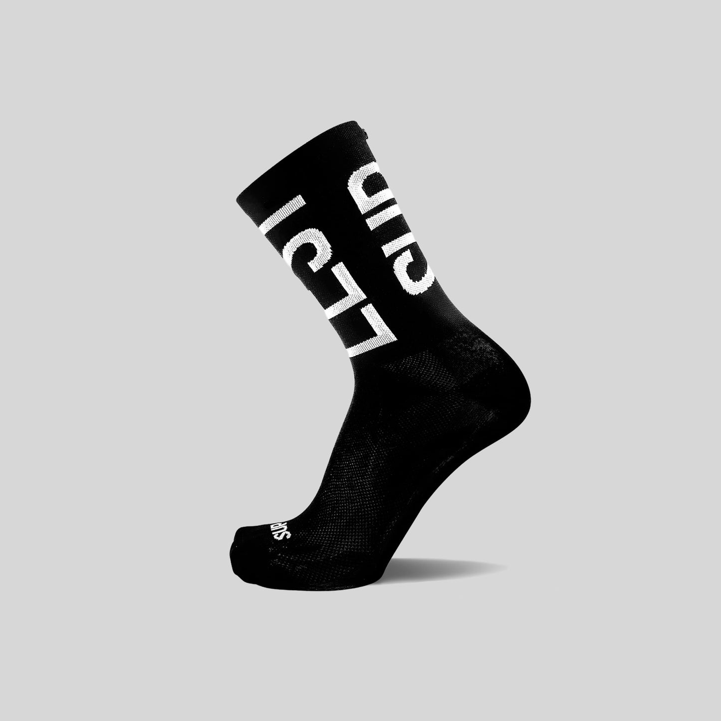 Suplest x Fingercrossed Typo Black Socks from Ascender Cycling Club in Zürich Switzerland Side View