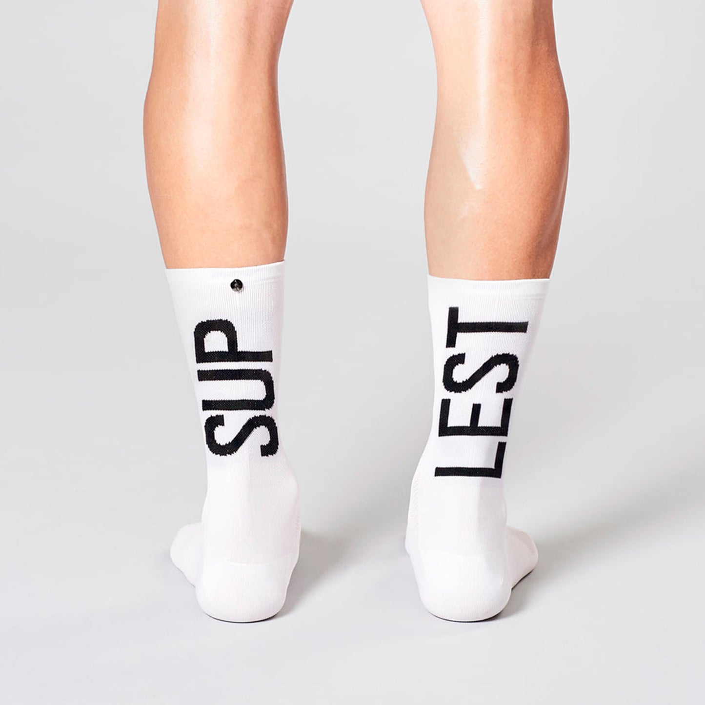 Suplest x Fingercrossed Typo Socks White from Ascender Cycling Club In Context Back View