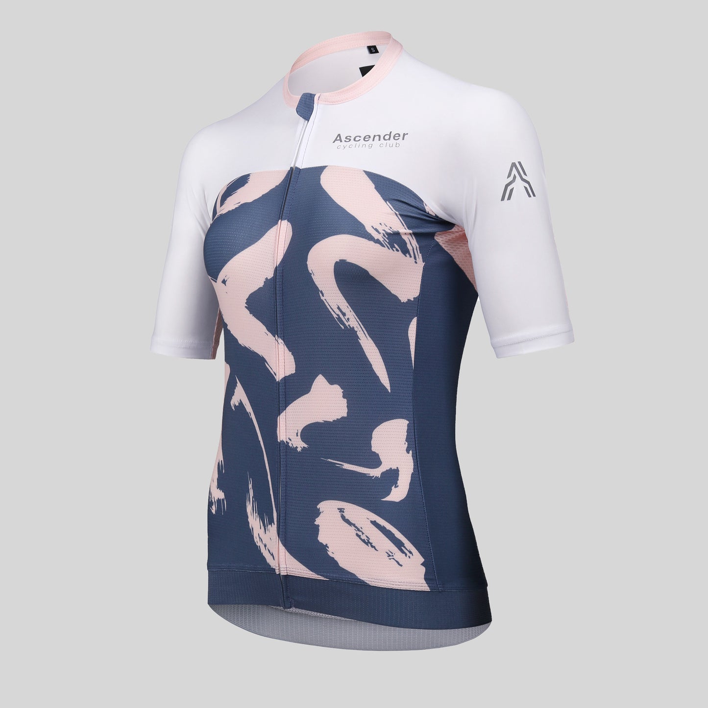 Yukimi Short Sleeve Jersey for Women by Ascender Cycling Club in Zürich Switzerland Picture Front with Monogram Ascender on Left Sleeve with Reflective Logo