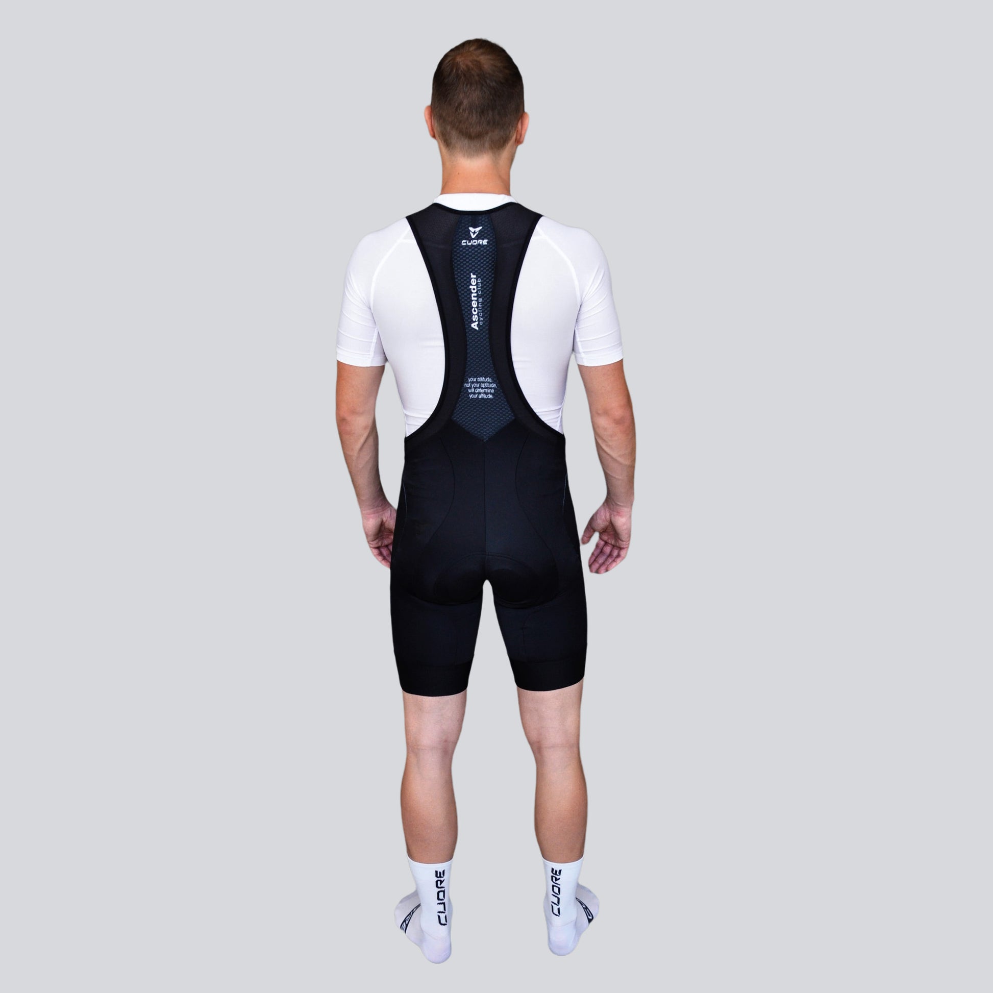 Classic Ascender Black Bib Short from Ascender Cycling Club Back View Global